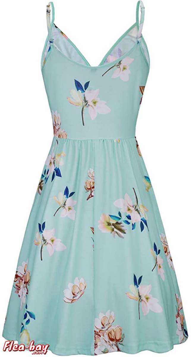 STYLEWORD Women's V Neck Floral Spaghetti Strap Summer Casua