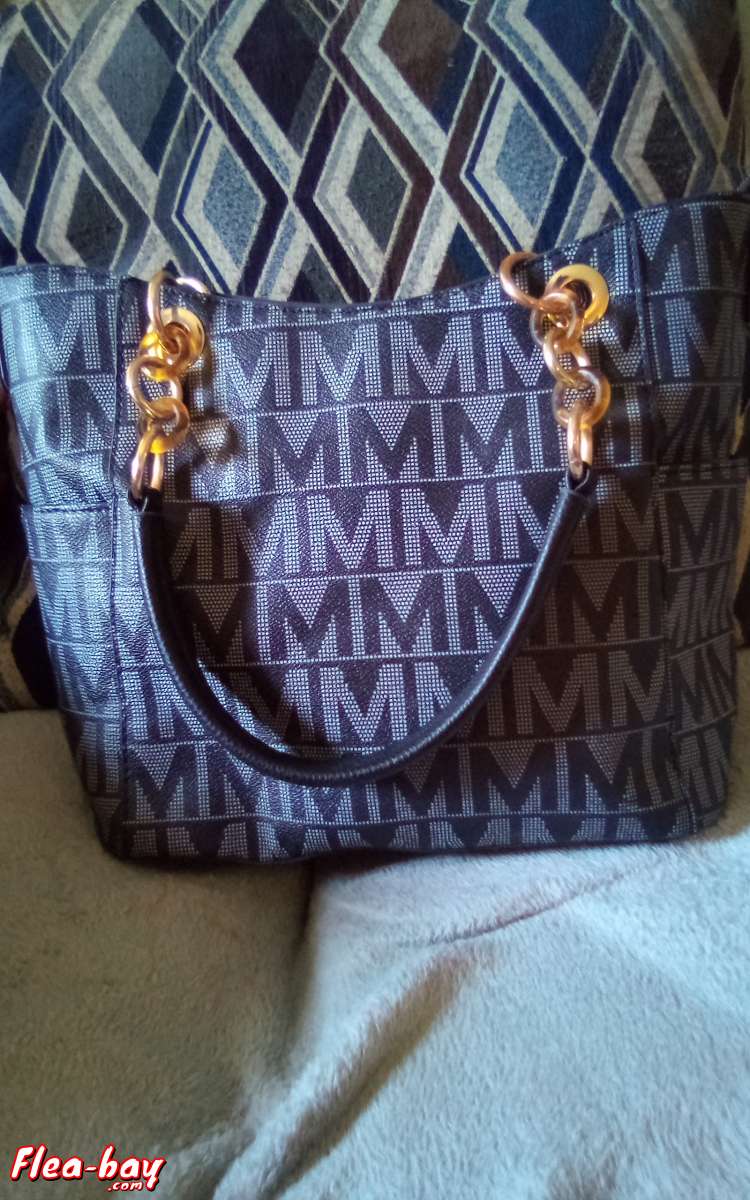 Mia K. collection black and grey tote medium size