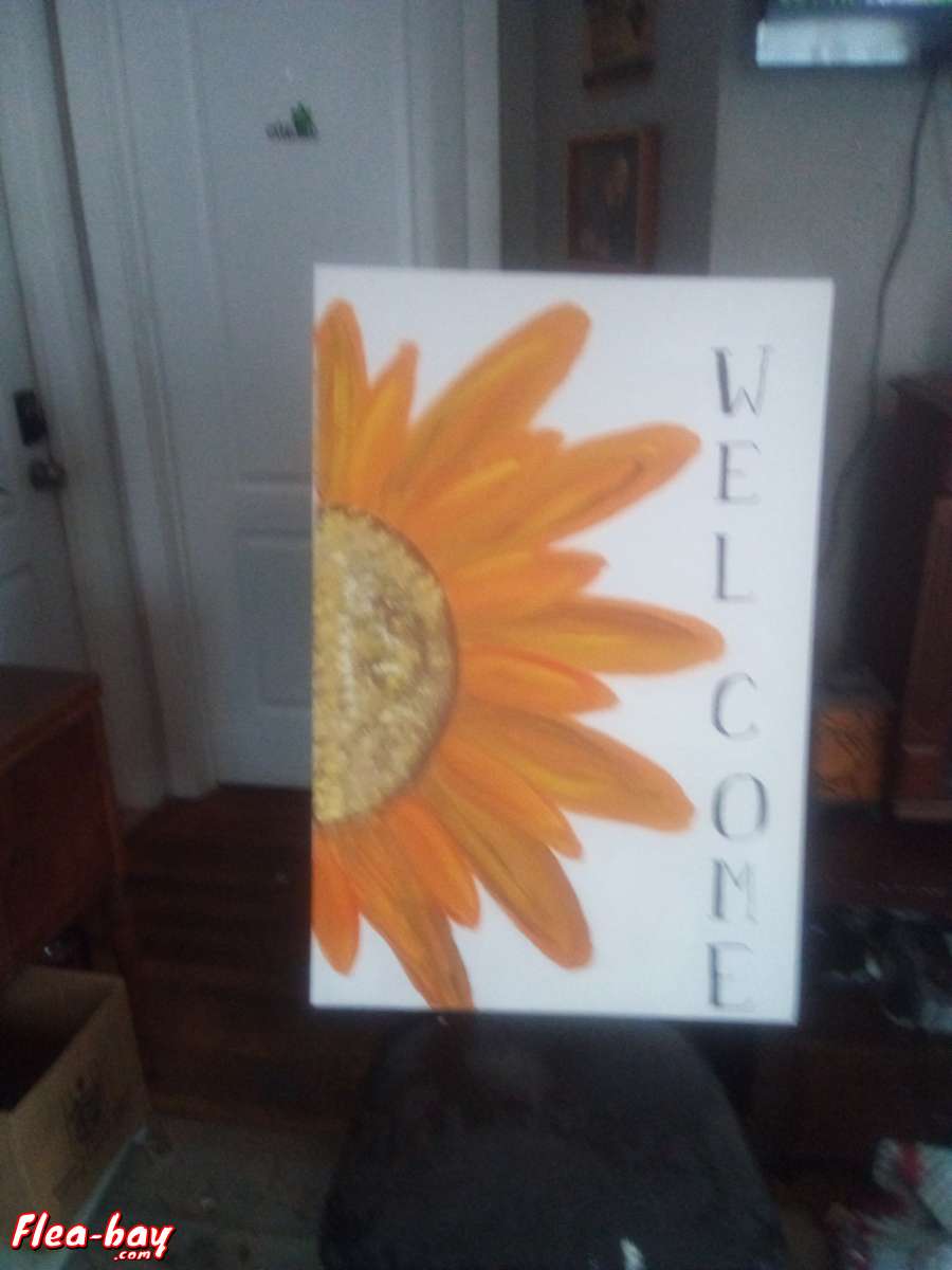 sunflower welcome canvas