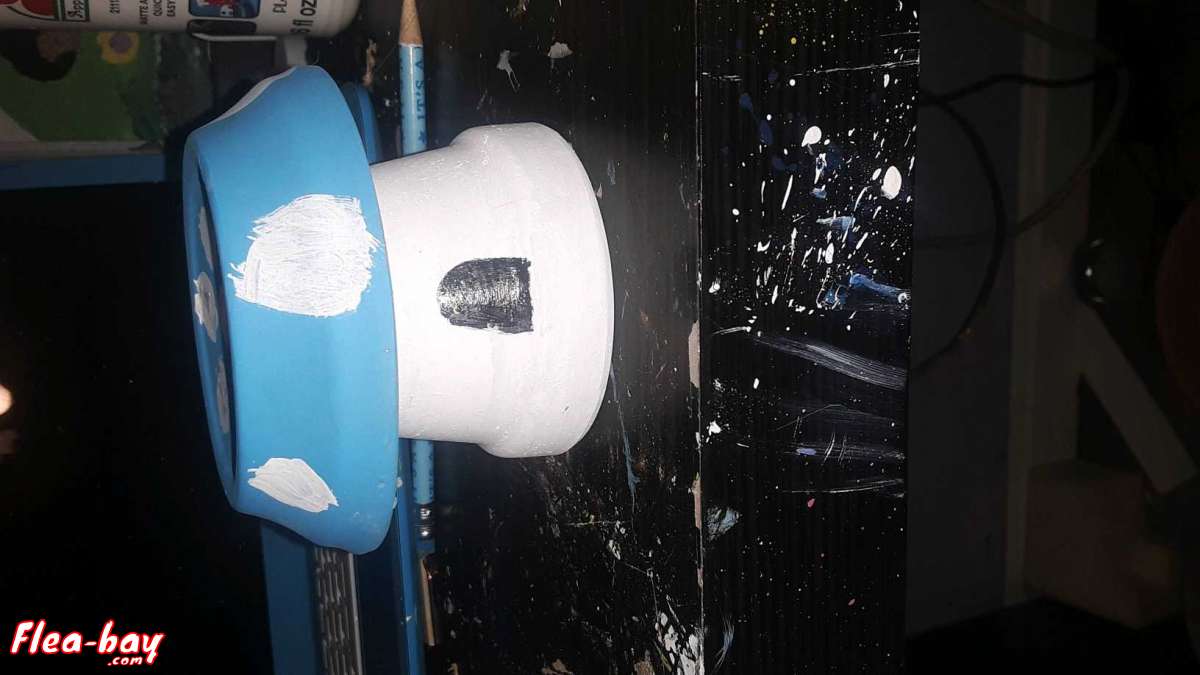 blue an white mushroom house