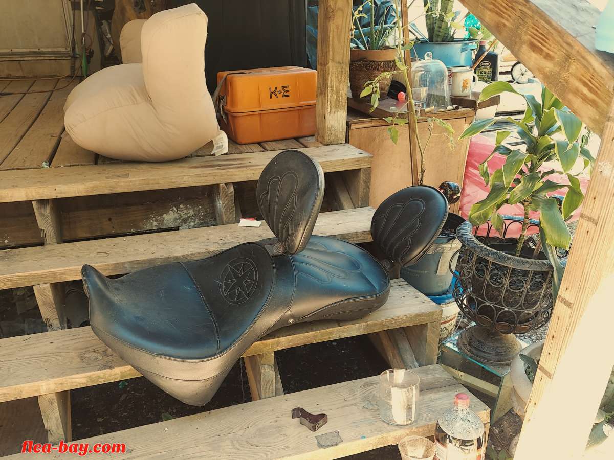 double leather motorcycle seat