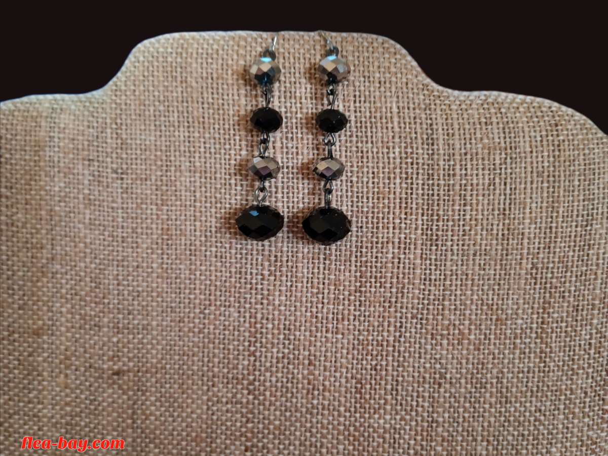 Black grey earrings