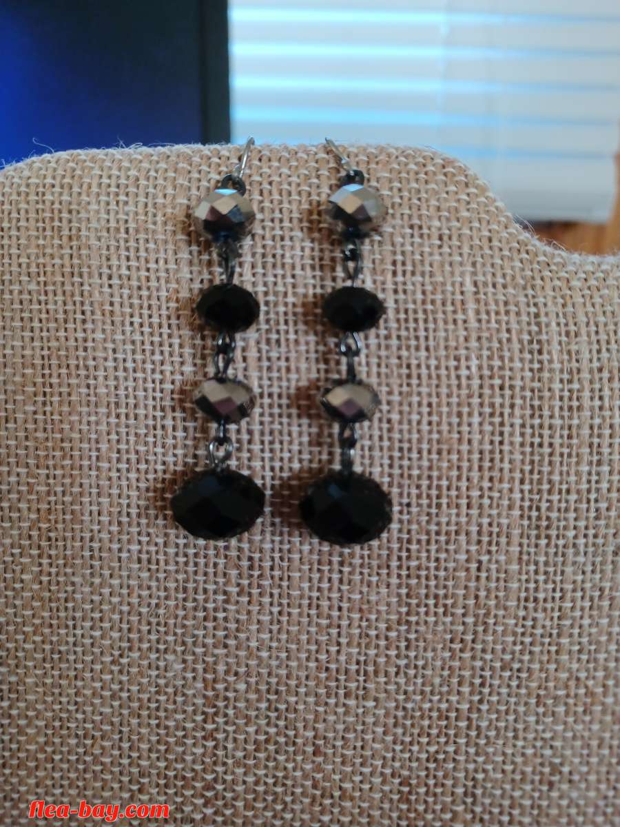 Black grey earrings