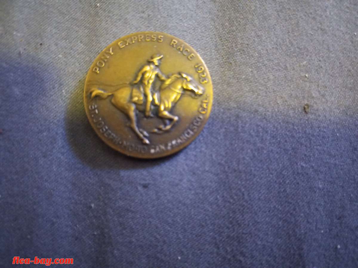 Rare-Antique Wells Fargo medal/coin & Jin stirrups pin