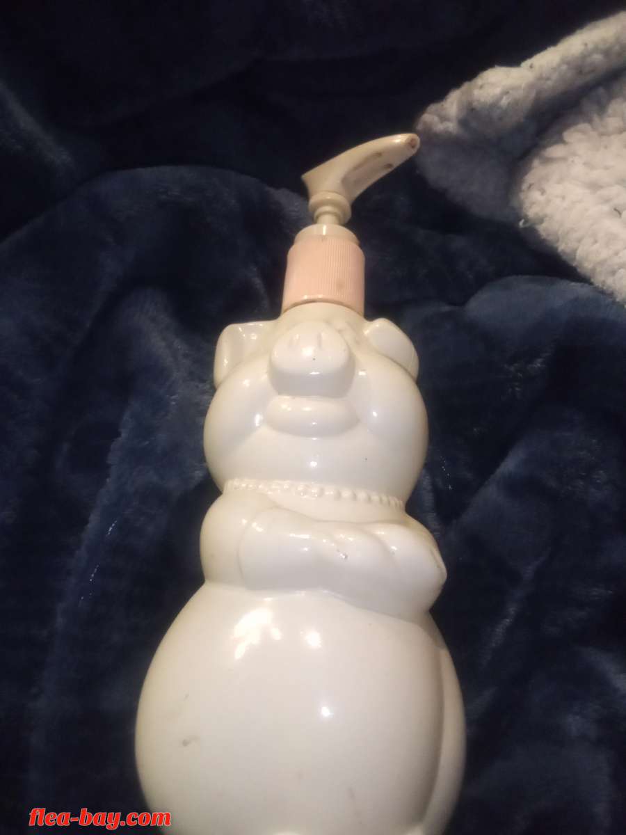 milk glass pig lotion bottle