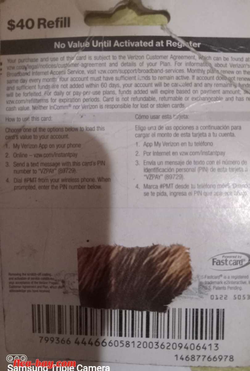 $40 Verizon Refill card