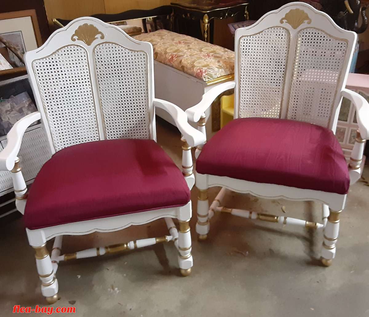beautifully restored handpainted  and reupholstered chairs