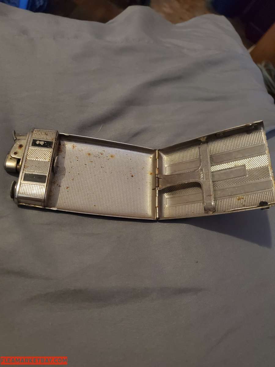 vintage cigarette lighter/ case and a vintage Silex coffee w