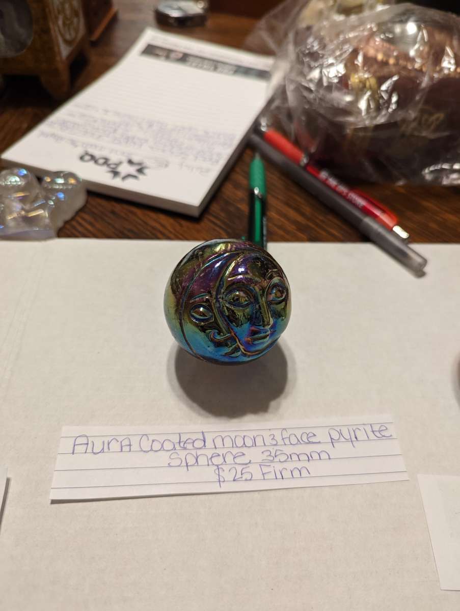 Aura coated moon & face sphere