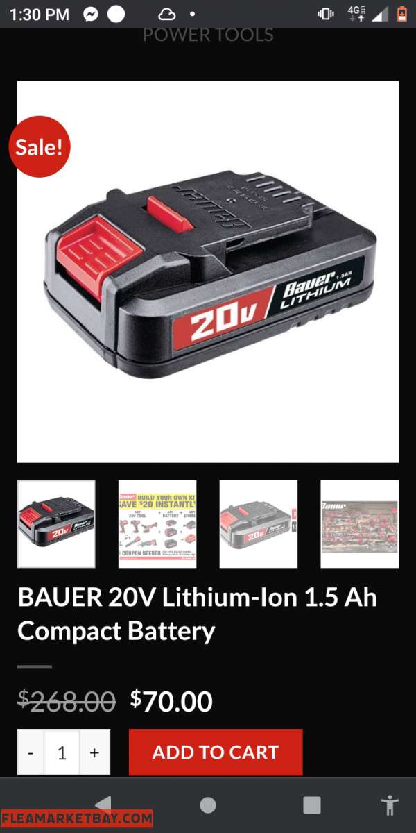 Bauer 20 volt battery 20
