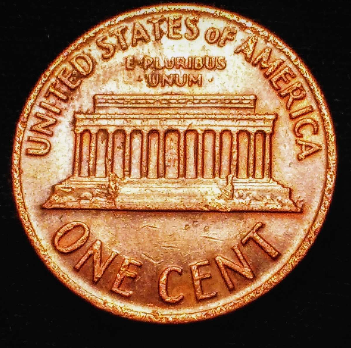 1972 S PENNY W/Rainbow tone and slight doubling.