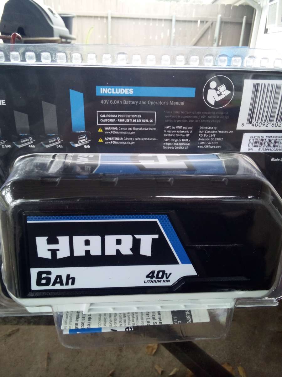 Hart 40v 6ah lithium ion battery