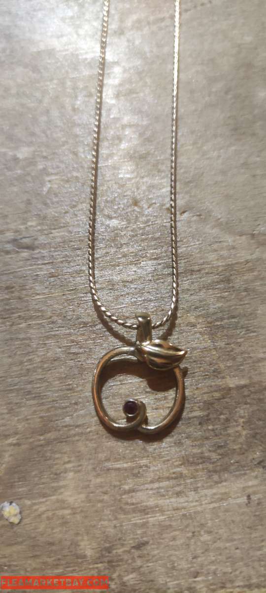 Tiny red crystal apple pendant on gold chain retails 106