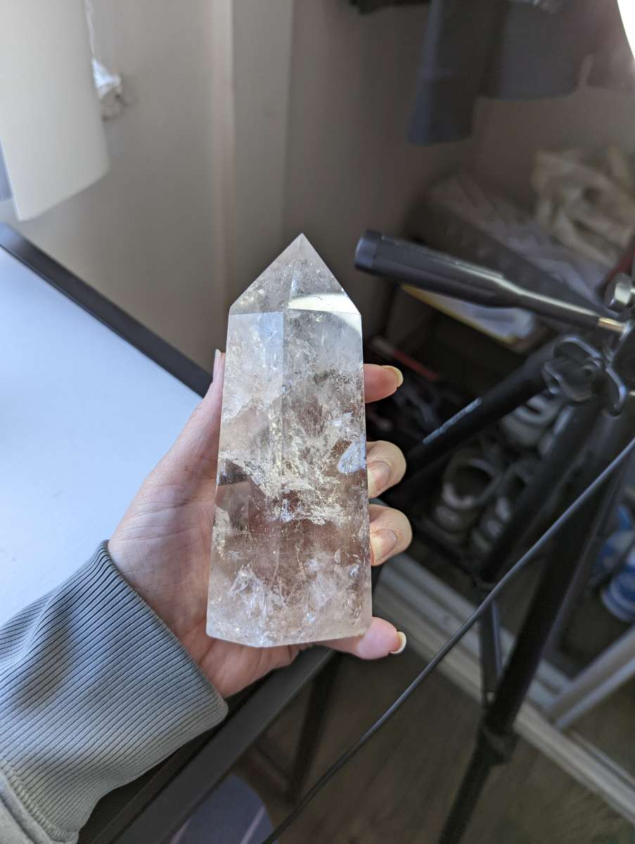 clear quartz tower