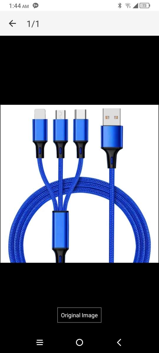 3in1 nylon tangle free USB charging cable