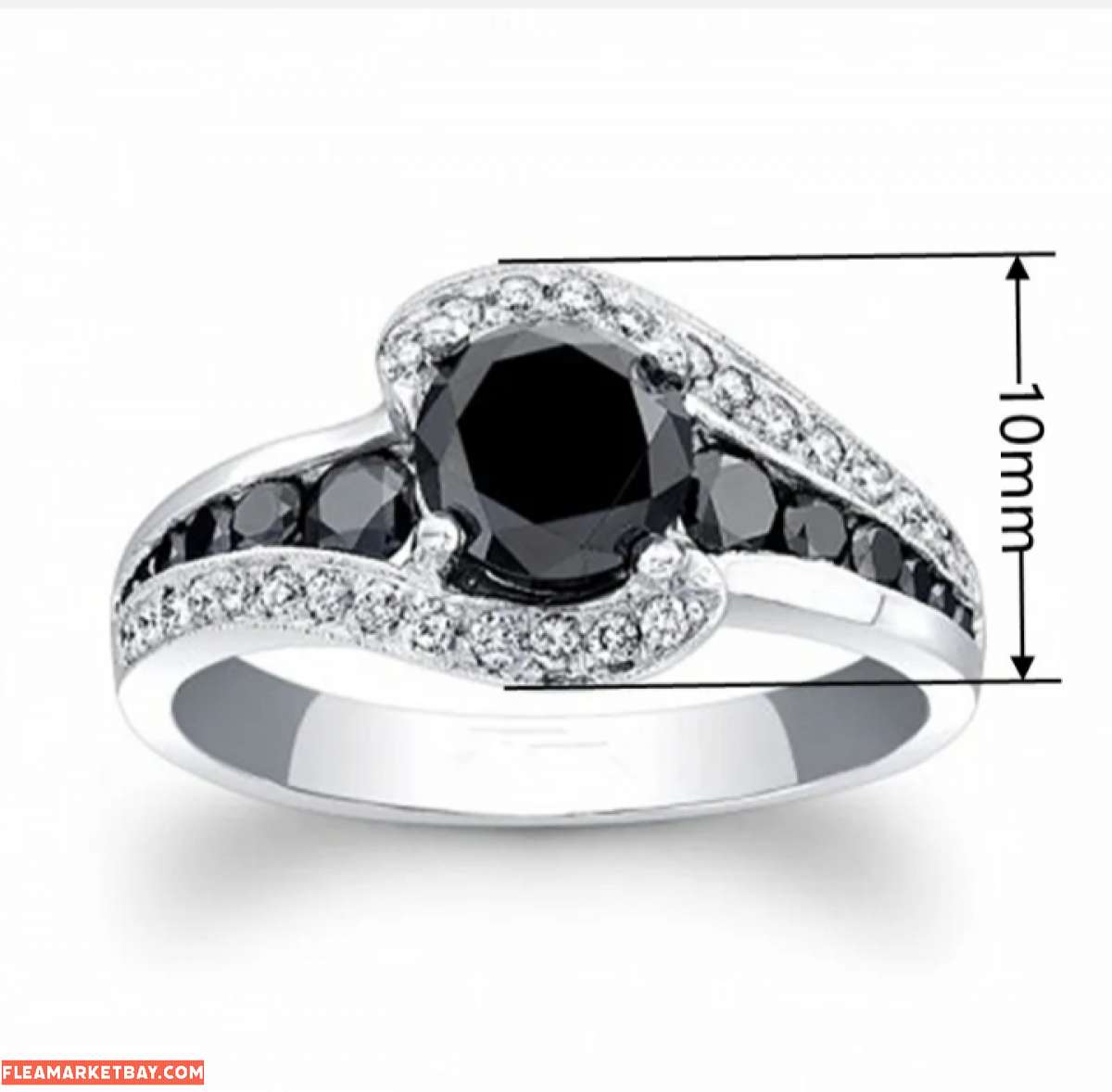 New Black Sapphire Sterling Silver Ring , Size 8