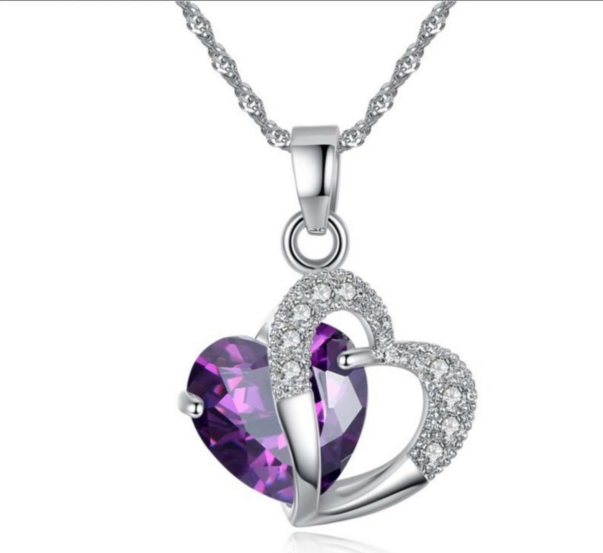 Fashion Peach Heart Shape Colorful Zircon Necklace Clavicle