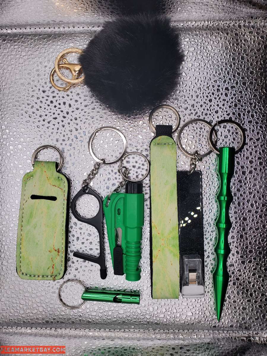 black pom safety keychain