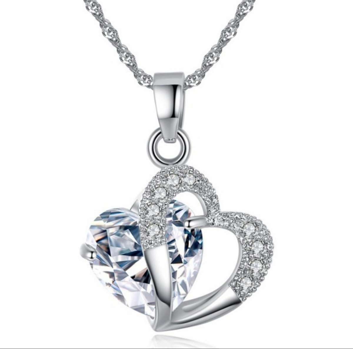 Fashion Peach Heart Shape Colorful Zircon Necklace Clavicle