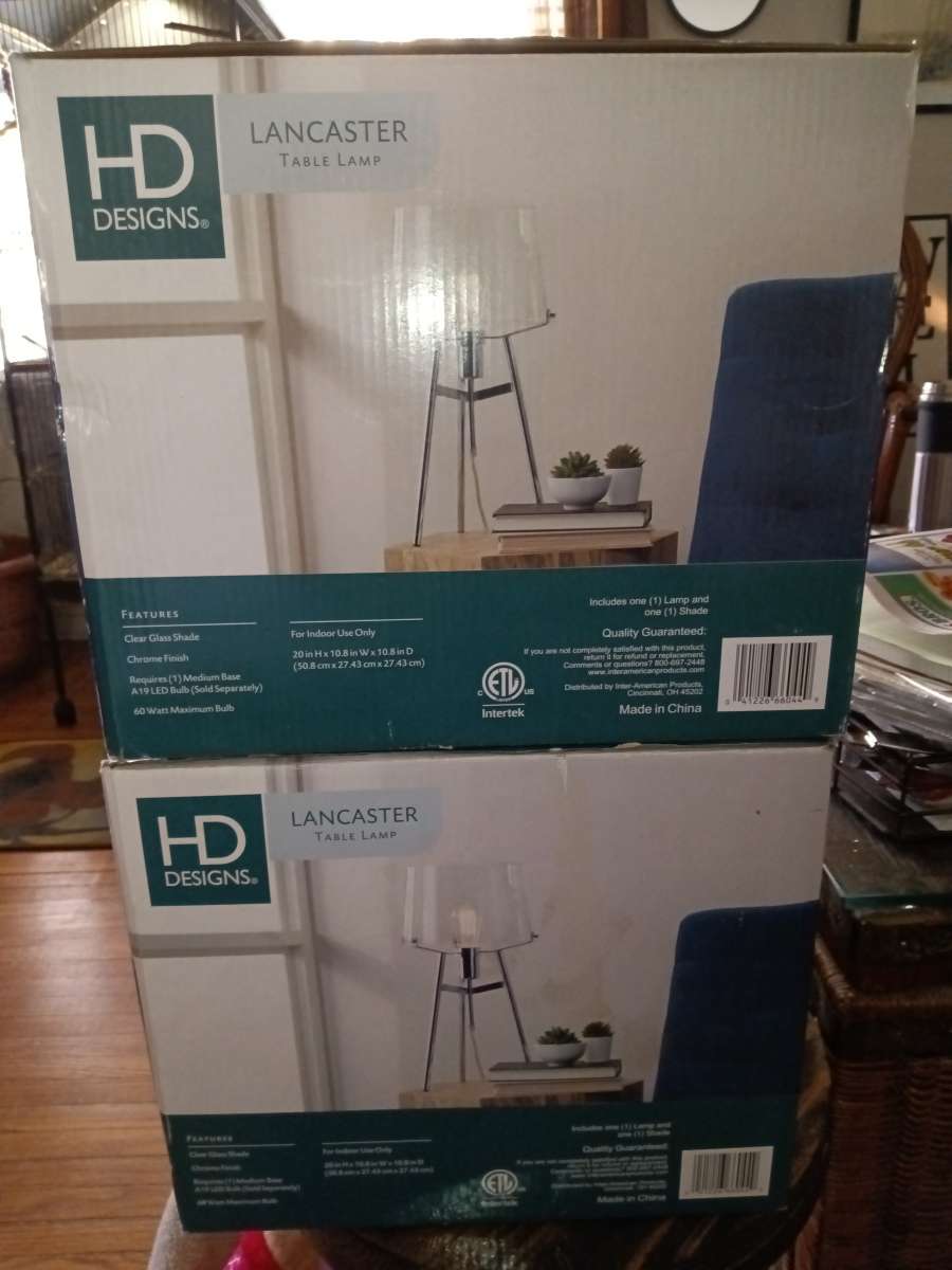 New Set Glass  Chrome Table Lamps