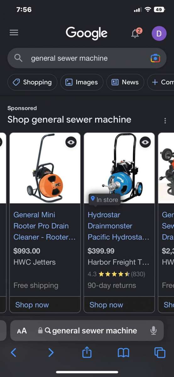 Three RotoRooter machines two small one big