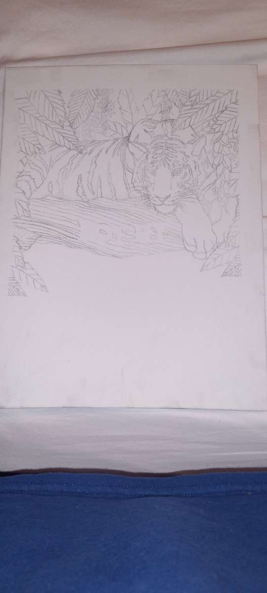 a drawing I did tiger chilling in the forest