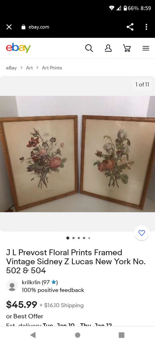 Vintage Floral Prints set of 2