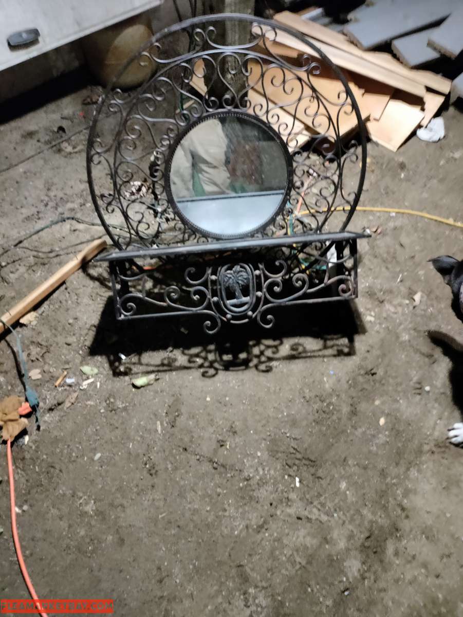 metal mirror and shelf