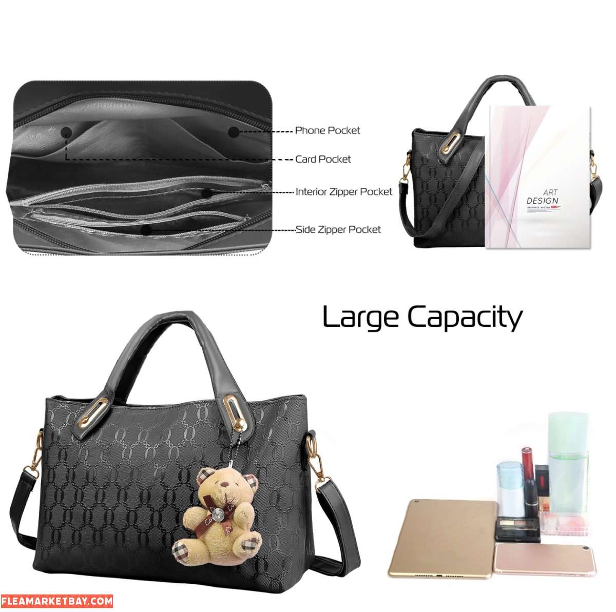 1Set4Pcs Women Leather Handbag
