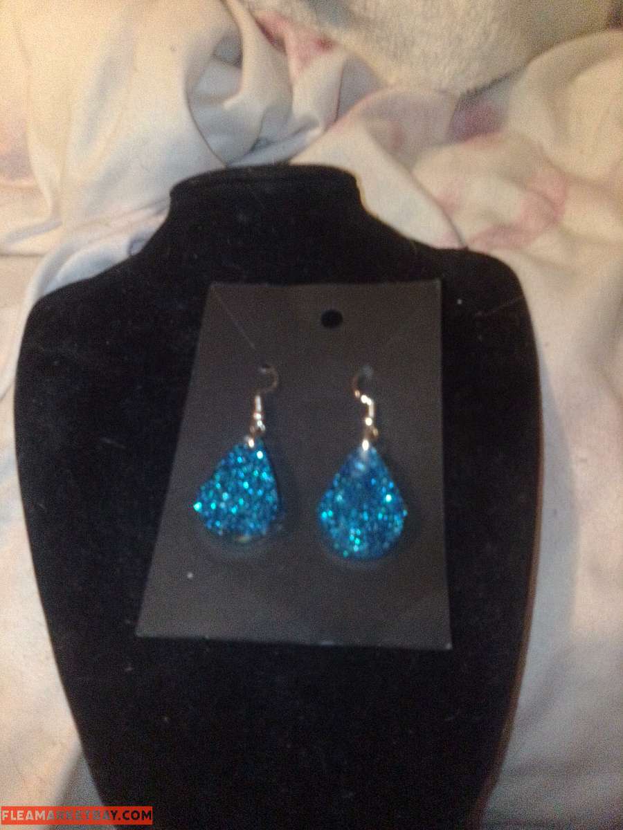 sparkly blue handmade earrings
