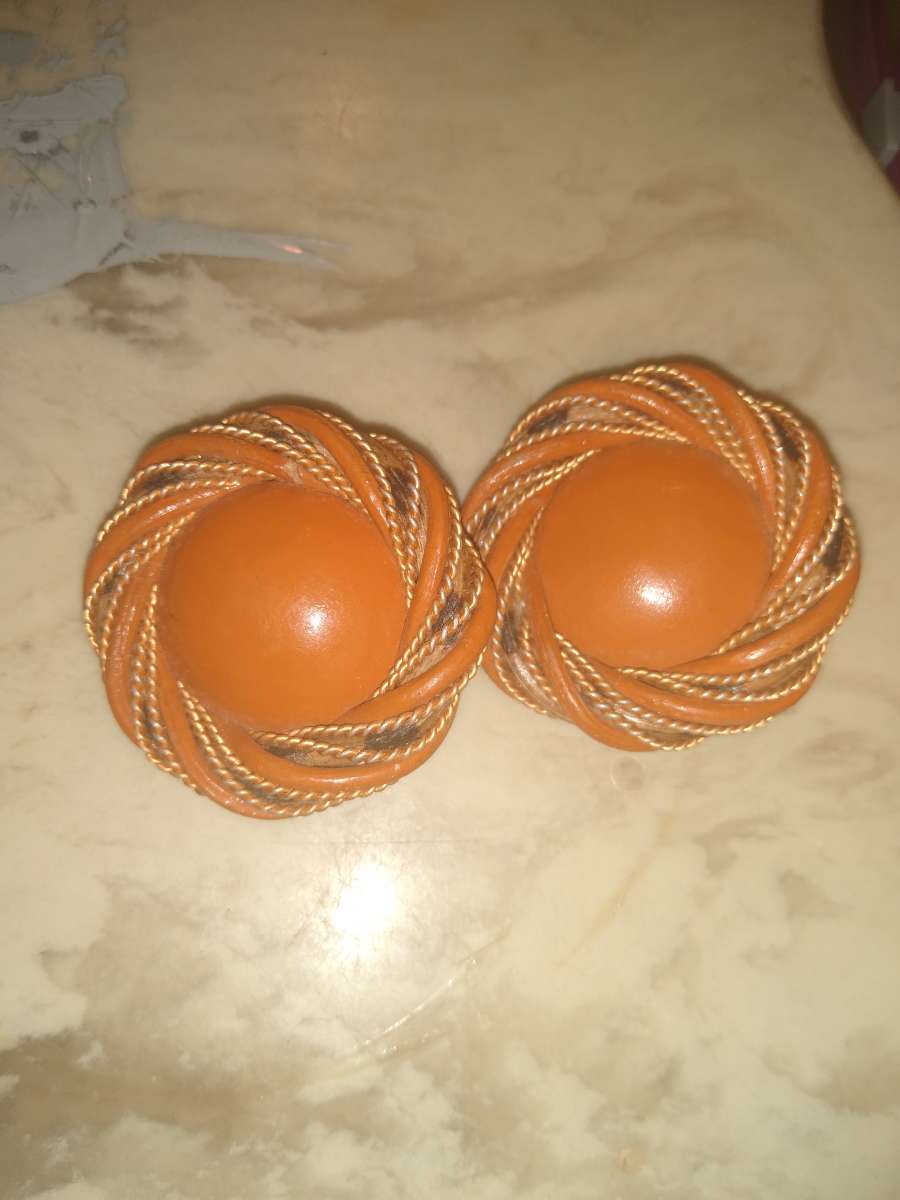 cute old orange clip on earrings