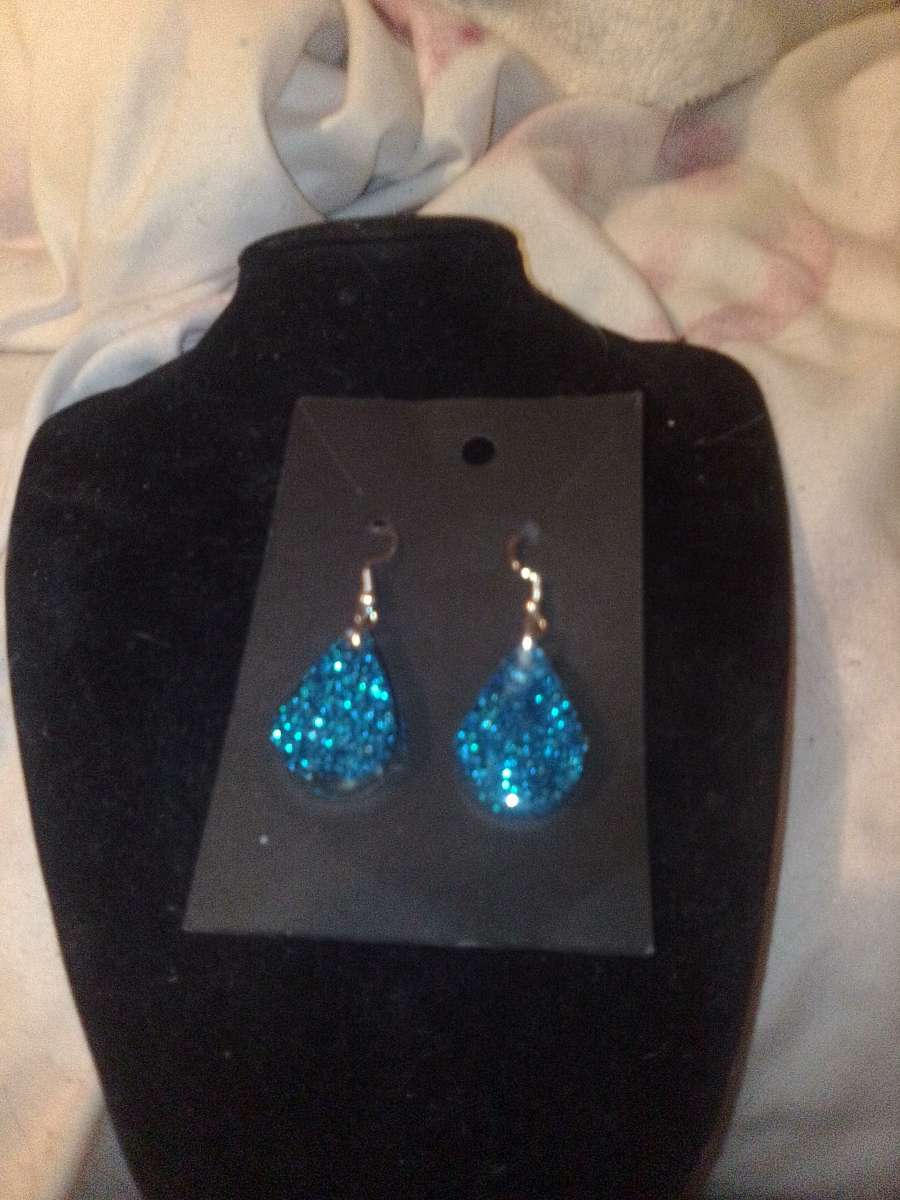 sparkly blue handmade earrings