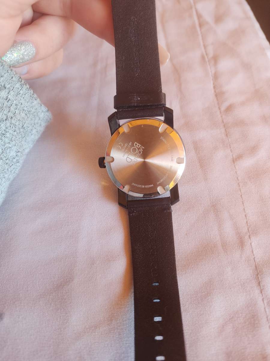 Movado Bold Black Museum Dial Black Leather Unisex Watch