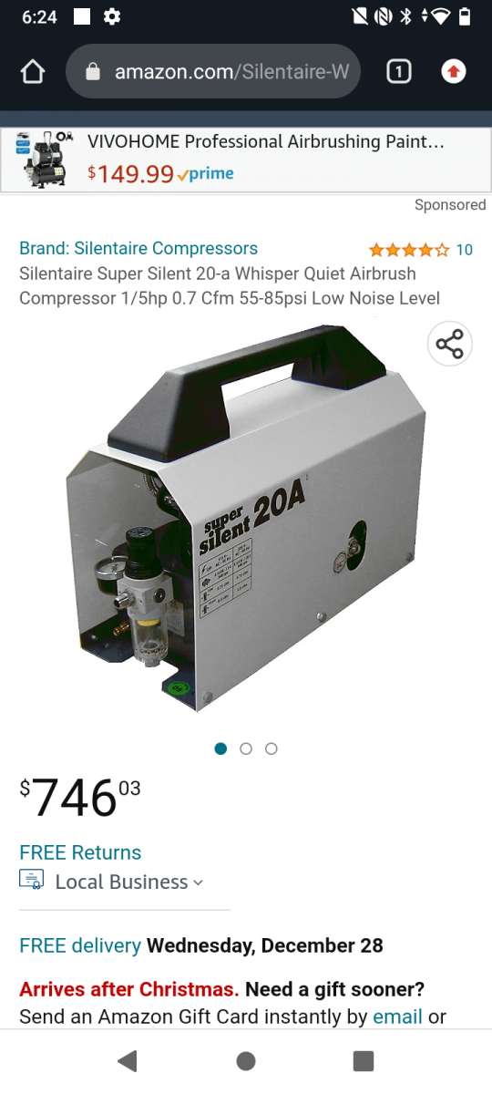 ultra quite airbrush air compressor with 3 guns