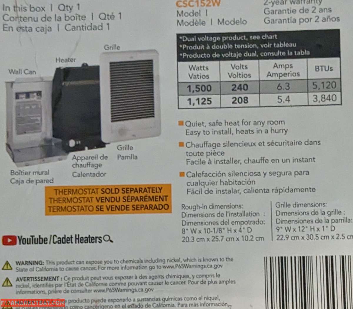 Forced fan heater wall unit