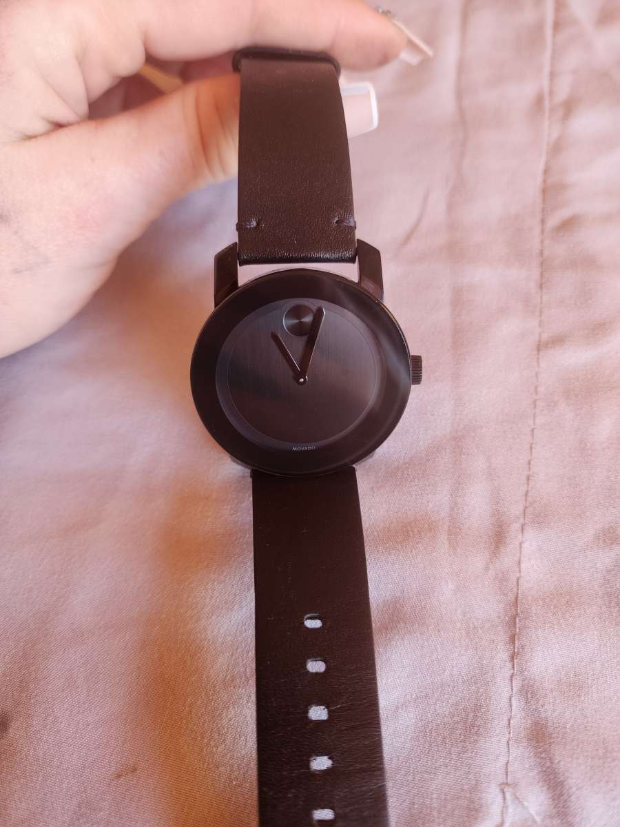 Movado Bold Black Museum Dial Black Leather Unisex Watch