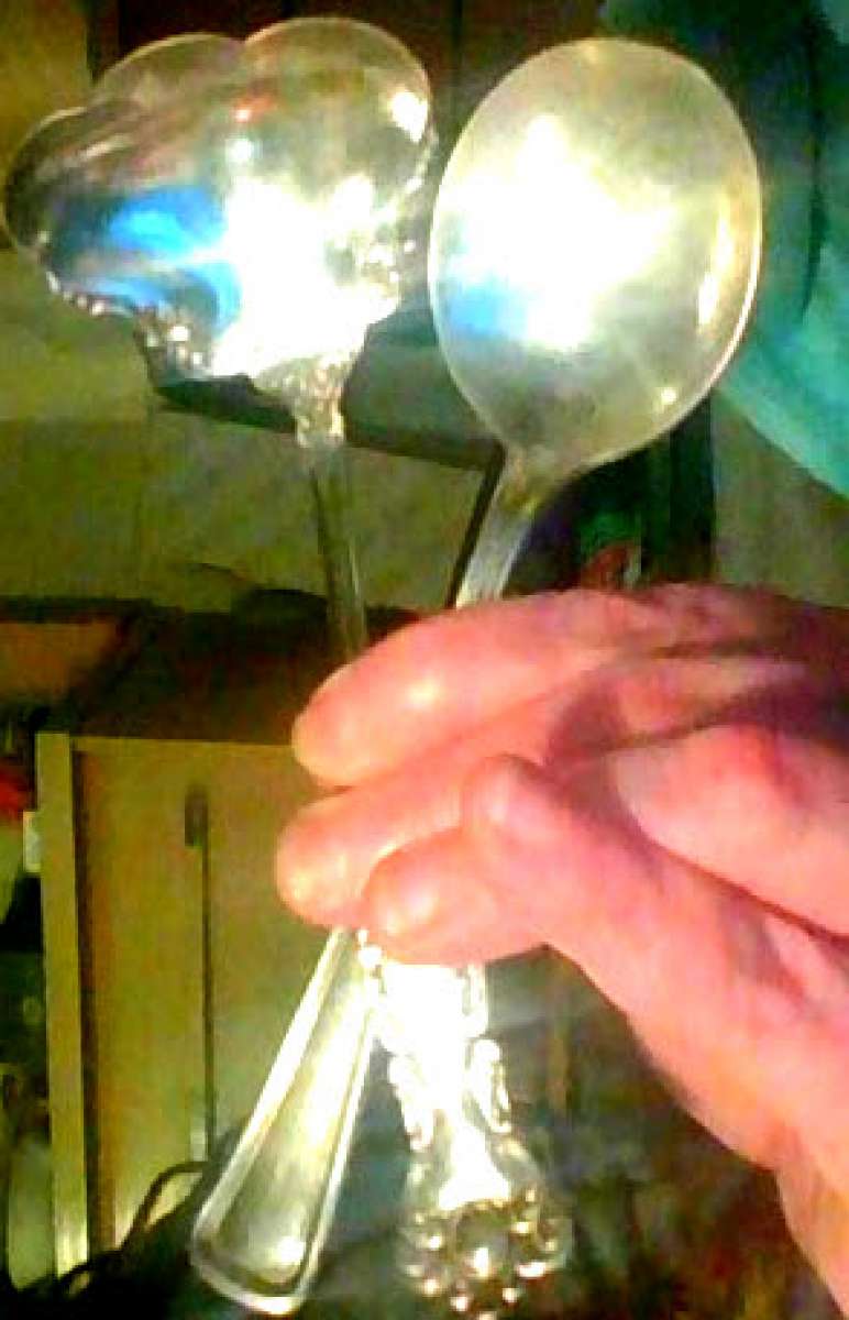 Stainless steel Silver salad spoons and lattle