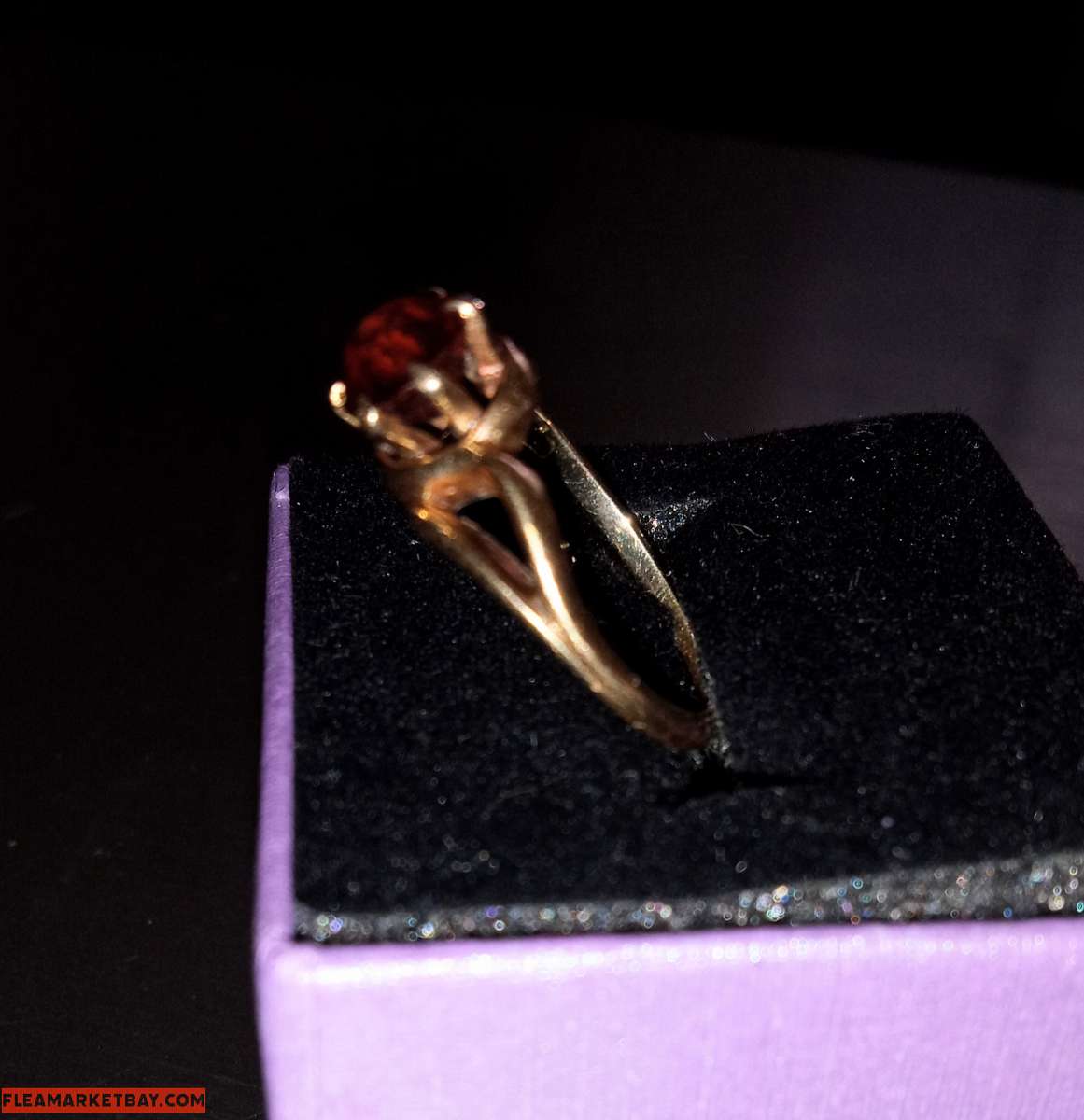 Rare 10K Yellow Gold Almandine Garnet Ring