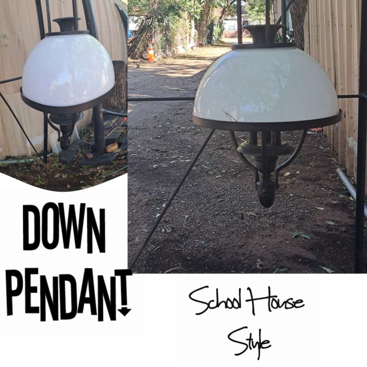 light fixture down pendant old school house style