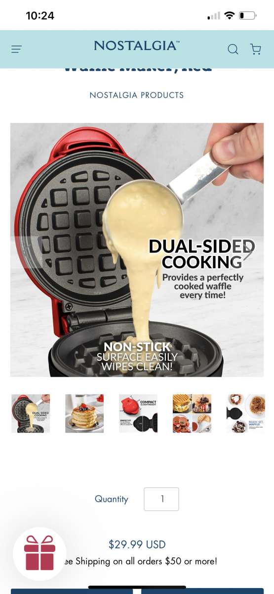 MyMini Personal Electric Waffle Maker Red