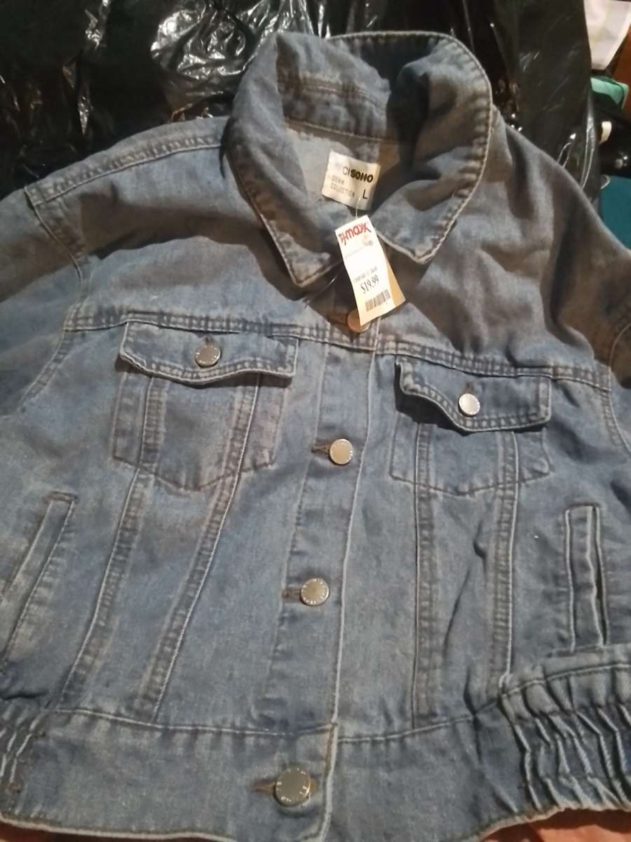 woman denim blue jean jacket