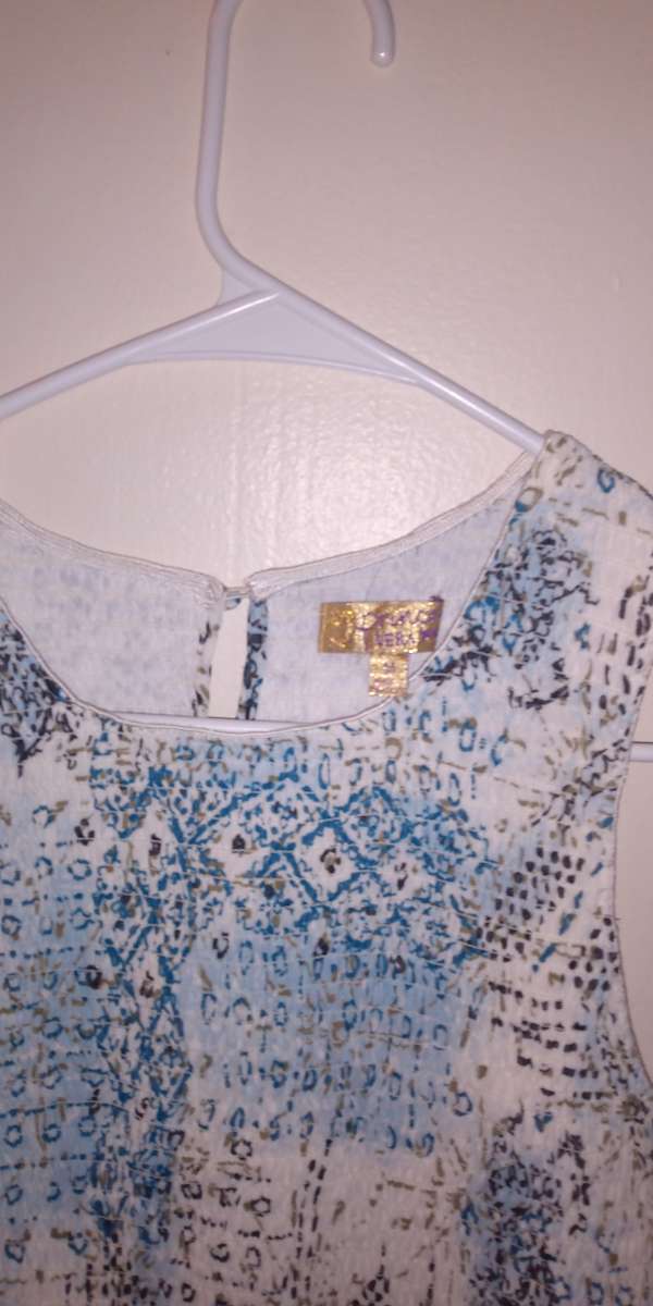 Vera Wang Womens Princess Dress Ruffle Detail Blue Print Siz