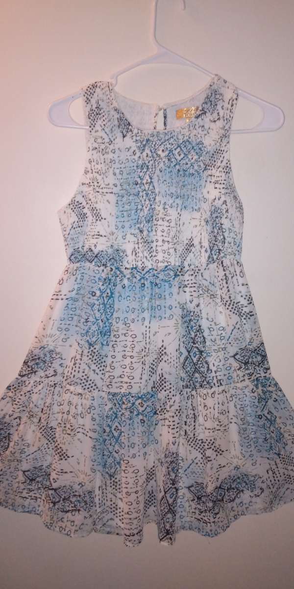 Vera Wang Womens Princess Dress Ruffle Detail Blue Print Siz