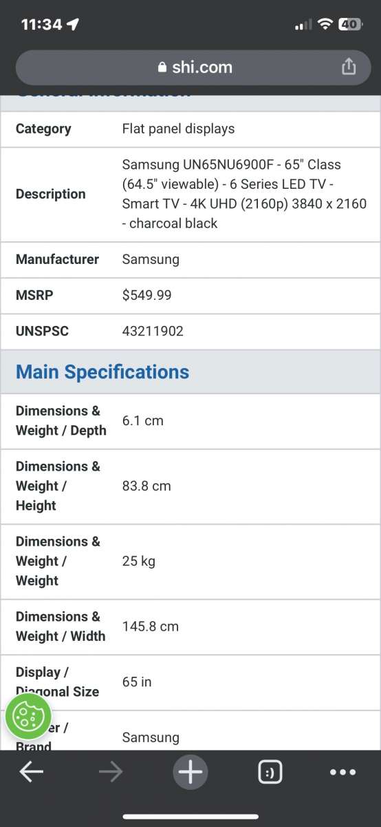 65 Samsung Smart TV 4K UHD