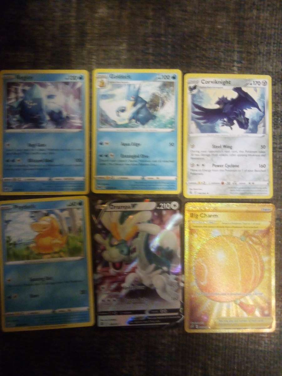 five rare and one common pokemon cards