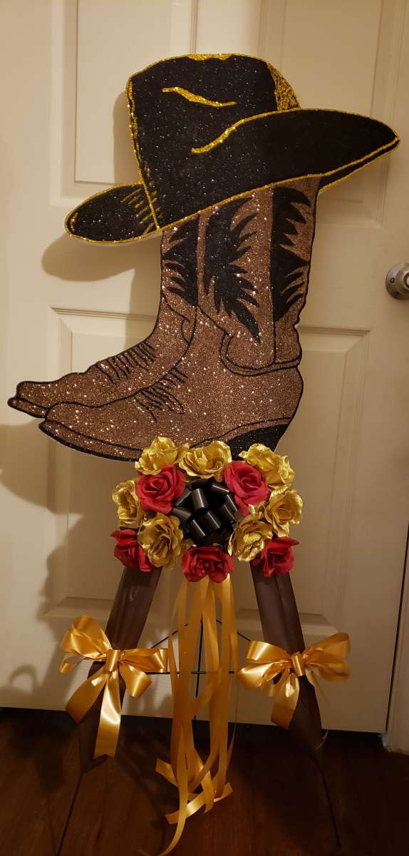 Cemetery Foam Cowboy Boots  Hat Arrangement Stand