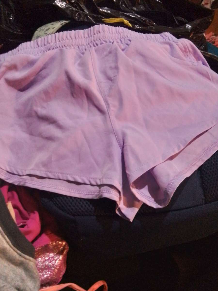teenager purple shorts