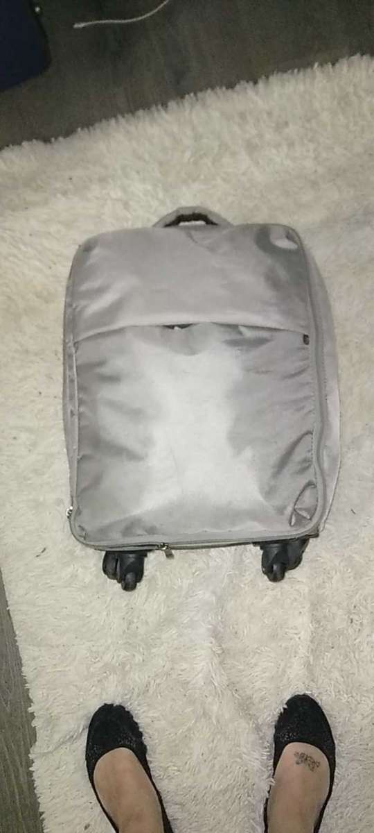 small silver suitcase