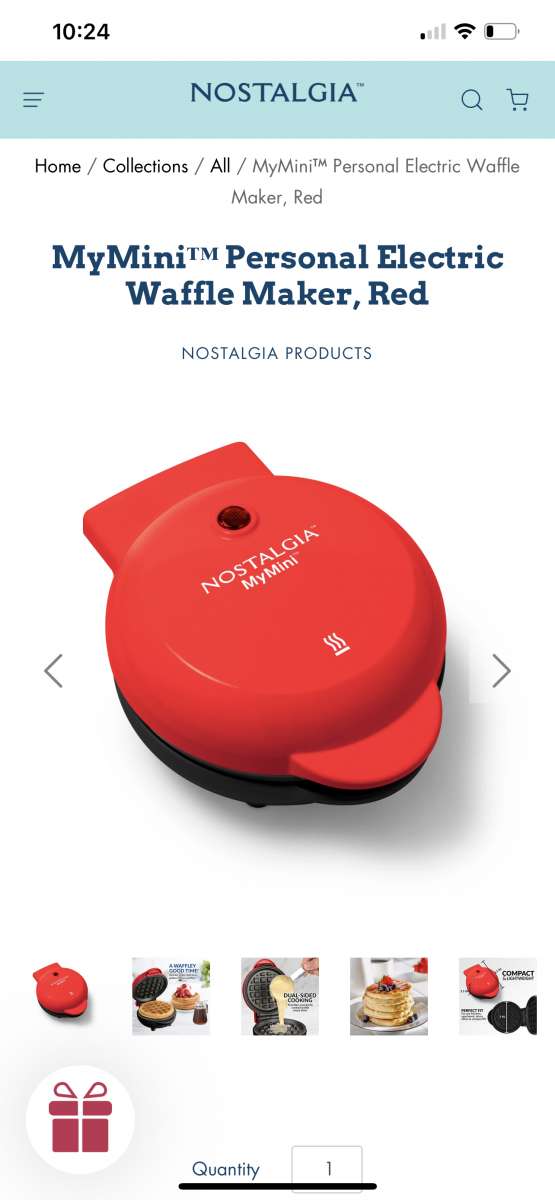 MyMini Personal Electric Waffle Maker Red