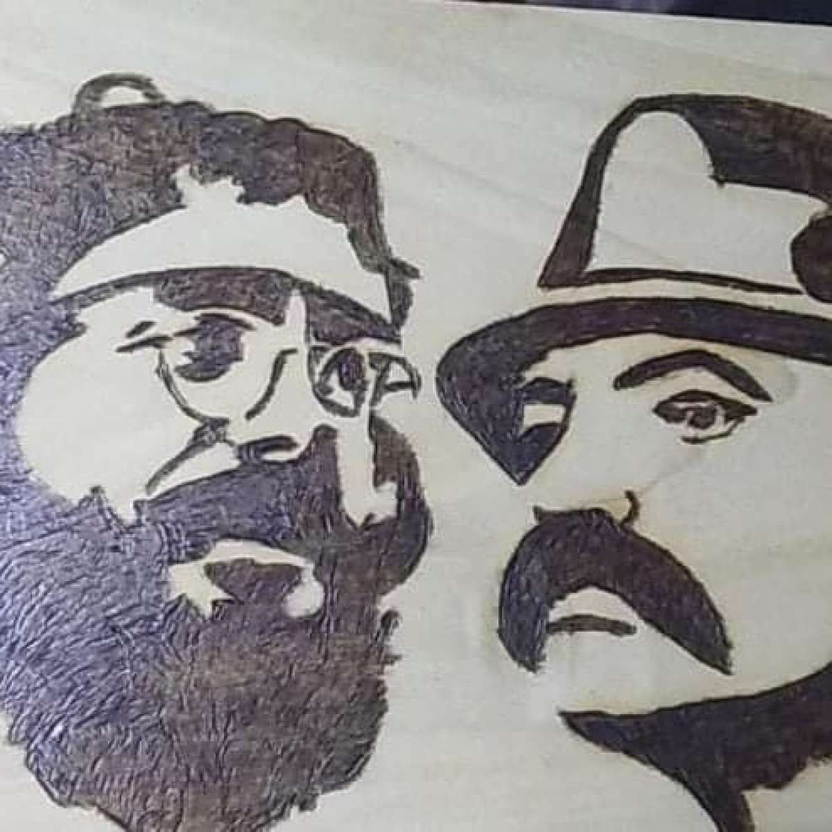 wood burning of cheech and chong